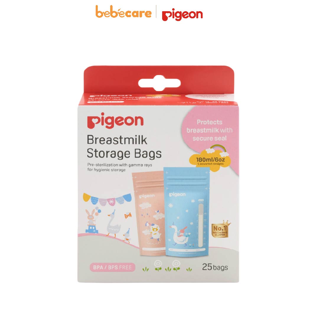 Pigeon (1080)-Túi Trữ Sữa Hoạ Tiết Hoạt Hình Pigeon 180ML